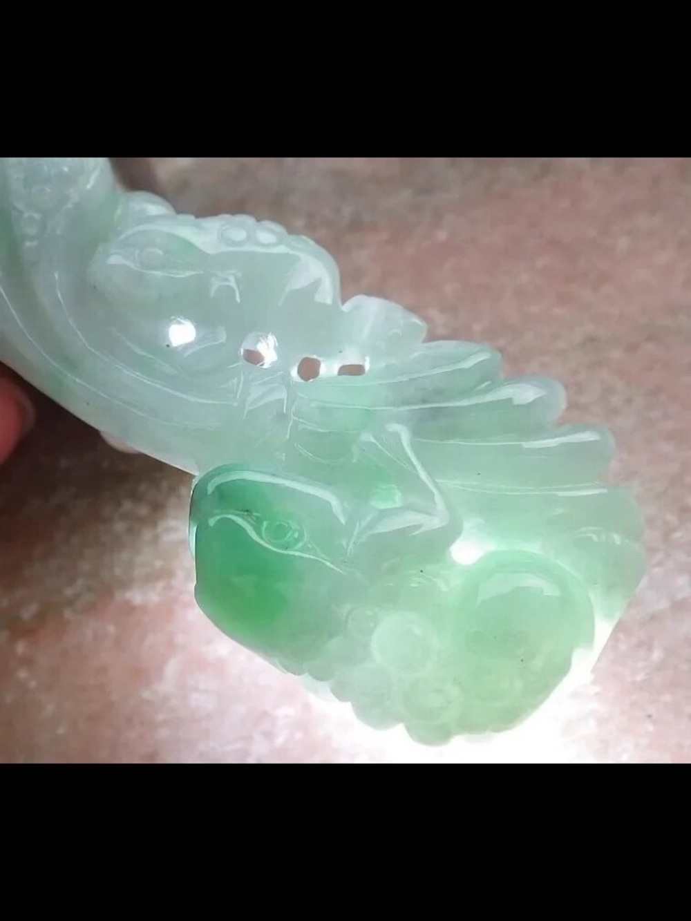 Exquisite carved Certificate Jadeite Jade Green two Frog Toad flower pendant